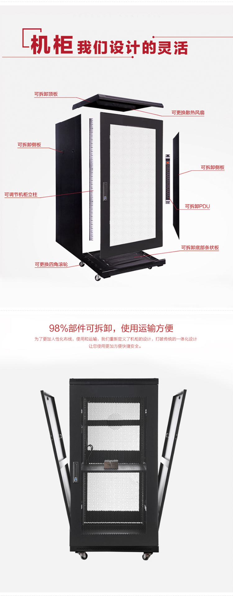 訊浦 網絡機柜 18U網孔門網絡機柜19英寸標準1m*600mm*600mm 1臺裝_http://m.oann34.cn_所有產品_第6張