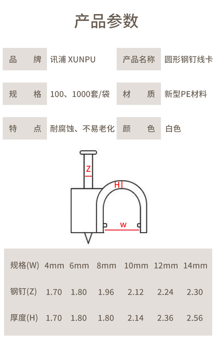 訊浦 鋼釘管卡 固定水管配件 加厚標(biāo)準(zhǔn)線卡管卡 100套/包_http://m.oann34.cn_所有產(chǎn)品_第6張