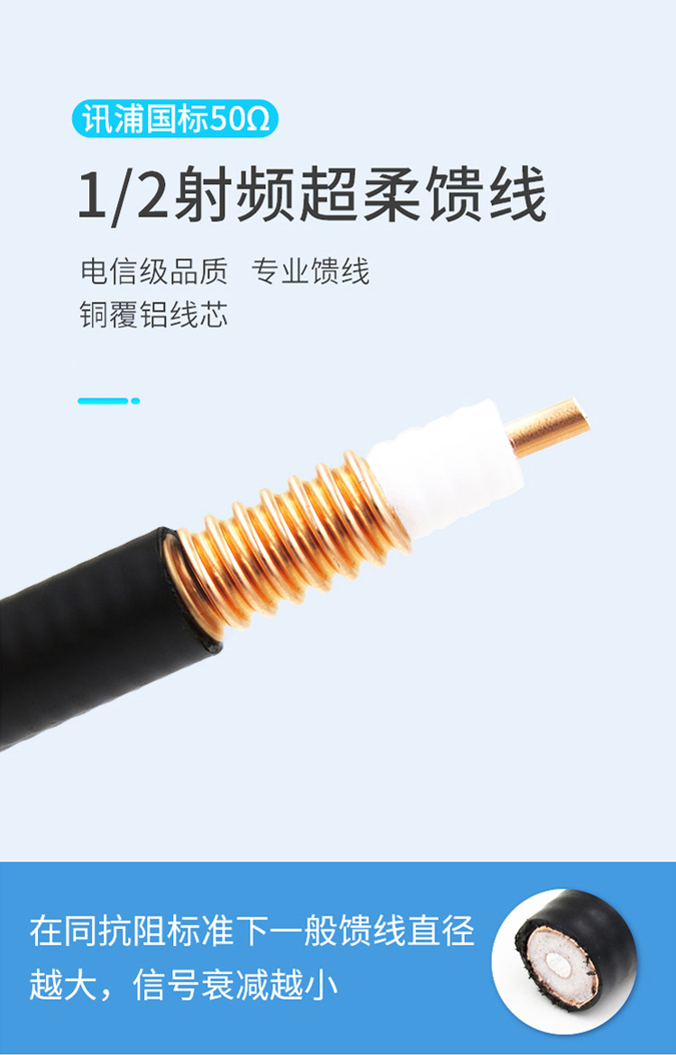 訊浦 饋線 1/2超柔射頻饋線 50歐姆 線芯直徑3.6mm /4.84mm_http://m.oann34.cn_所有產(chǎn)品_第1張