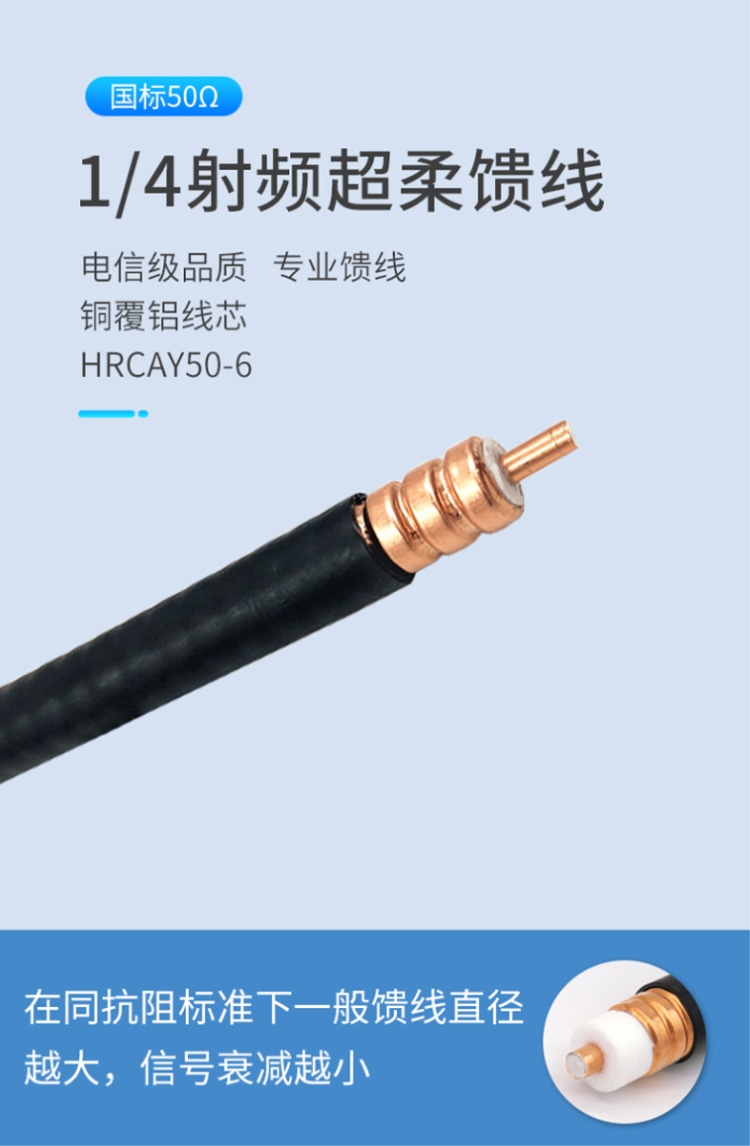 訊浦 饋線 1/4超柔射頻饋線XRCAY50-6 50歐姆 線芯直徑2.57mm_http://m.oann34.cn_所有產(chǎn)品_第1張