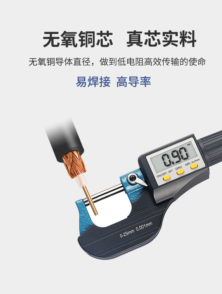 訊浦 SYV50-3 高頻同軸電纜單屏蔽/雙屏蔽 銅96編 RG58線 銅芯直徑0.9mm_http://m.oann34.cn_饋線_第3張