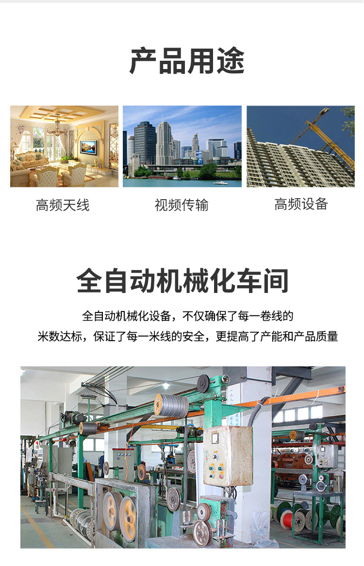 訊浦 SYV50-3 高頻同軸電纜單屏蔽/雙屏蔽 銅96編 RG58線 銅芯直徑0.9mm_http://m.oann34.cn_饋線_第7張