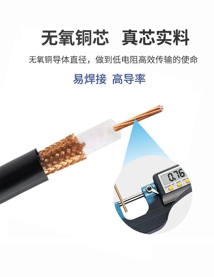 訊浦 SYV50-7射頻線饋線單屏蔽/雙屏蔽 RG213高頻線 銅芯直徑7*0.76mm 100米/卷_http://m.oann34.cn_所有產(chǎn)品_第3張