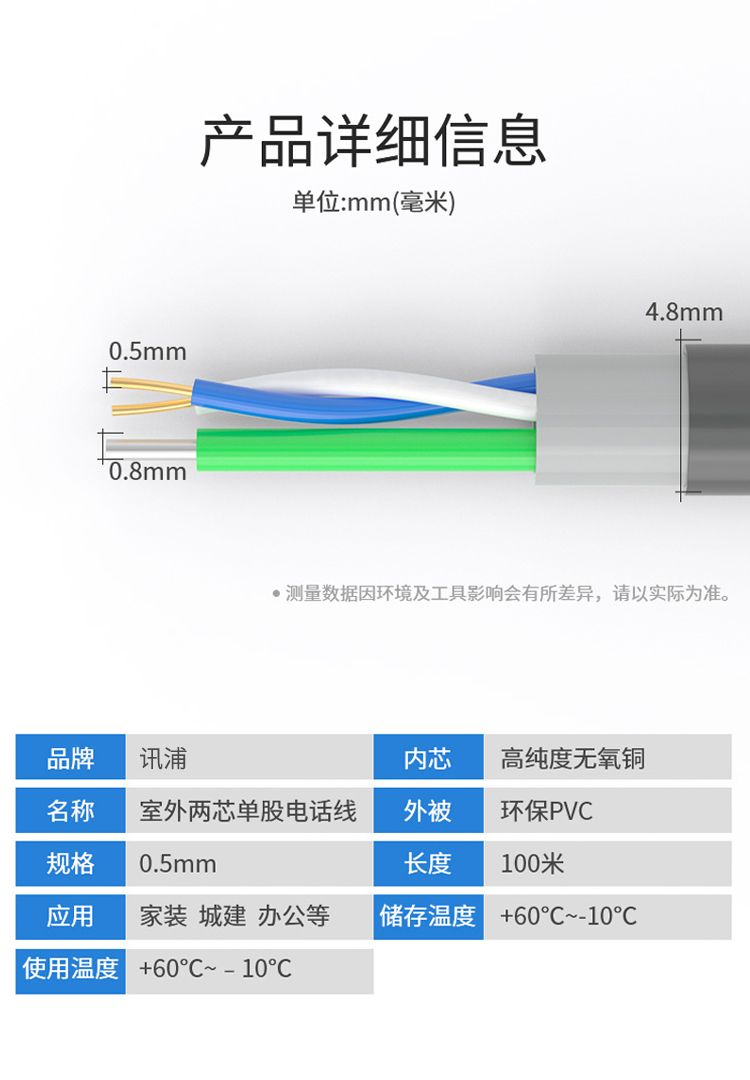訊浦 室外電話線 二芯單股純銅 黑色外被 100米_所有產(chǎn)品_第7張_鄭州訊浦信息技術(shù)有限公司 訊浦 室外電話線 二芯單股純銅 黑色外被 100米_http://m.oann34.cn_所有產(chǎn)品_第7張